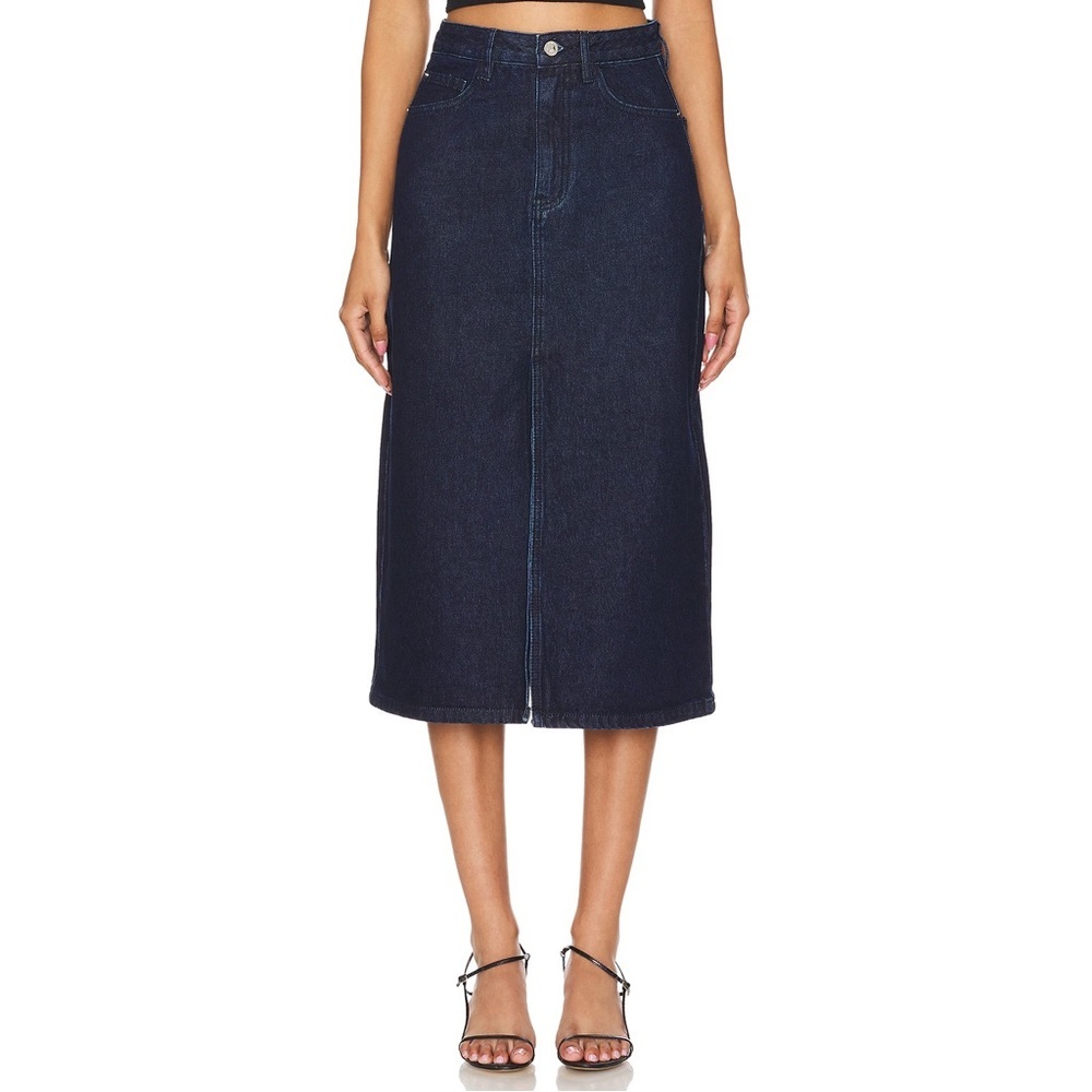 WeWoreWhat Denim Midi Skirt in Raw Wash Size S